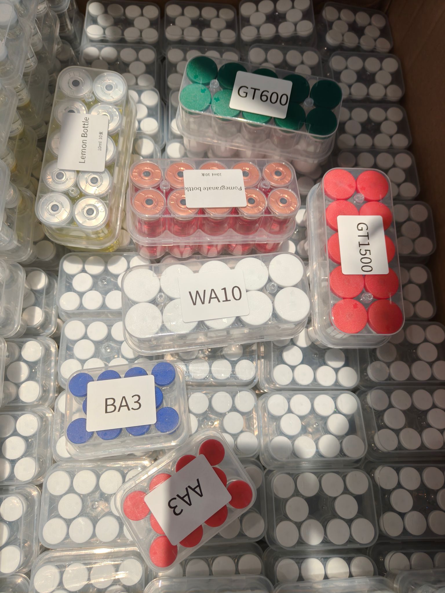 Boxed lyophilized peptide vials prepared for B2B supply